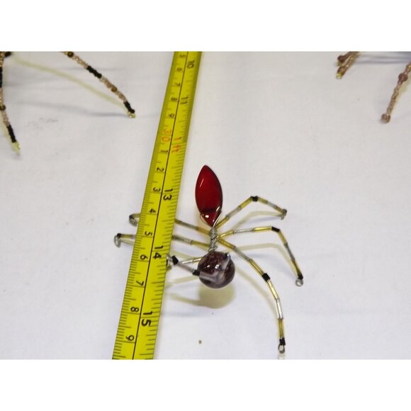 Handmade Beaded Spider Ornaments Set 7 Decor Figurines Beads Stones Ooak Bag7B - Picture 12 of 16